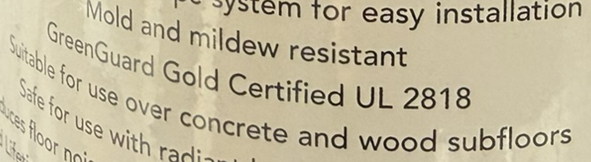 GreenGuard Gold Certified features label